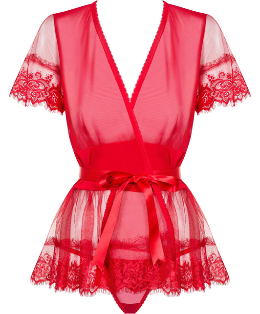 Obsessive Red Sheer Peignoir With String Sexystyle Eu