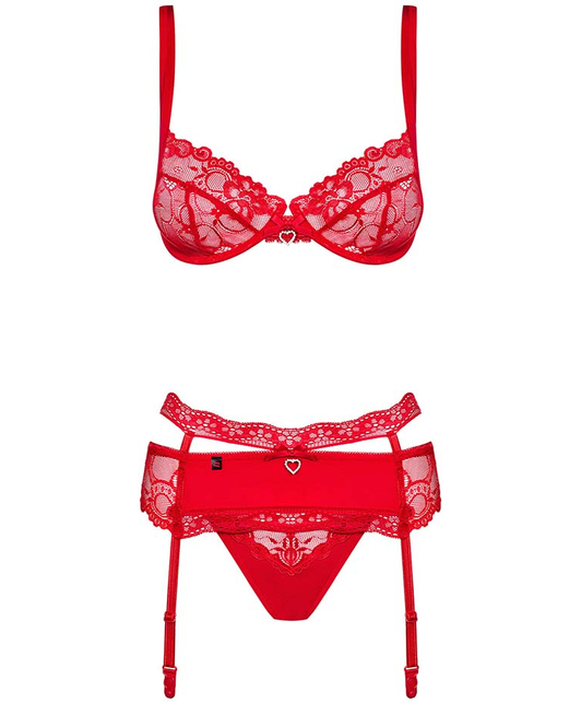 Obsessive Heartina Red Lace Lingerie Set Sexystyle Eu