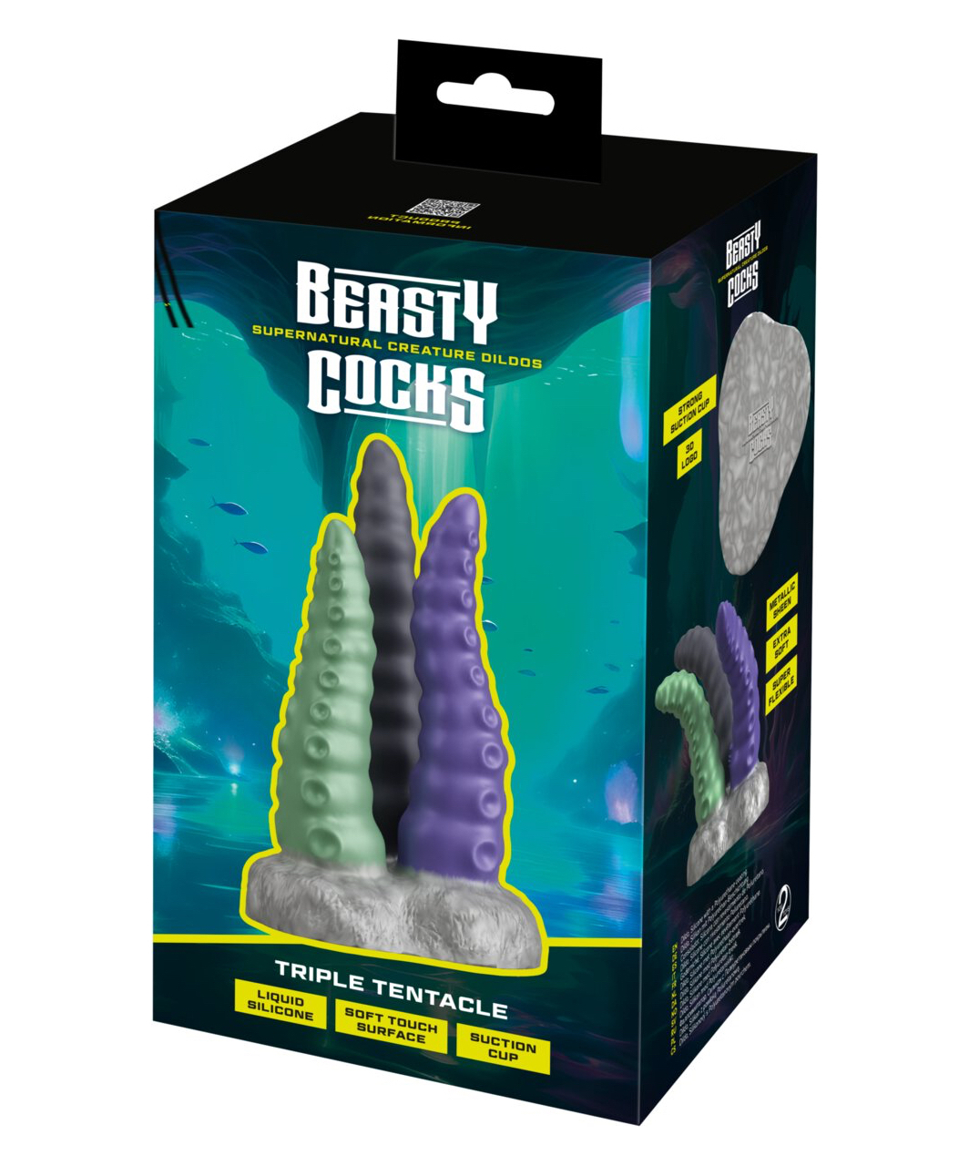 Beasty Cocks Triple Tentacle pārdabisks silikona dildo