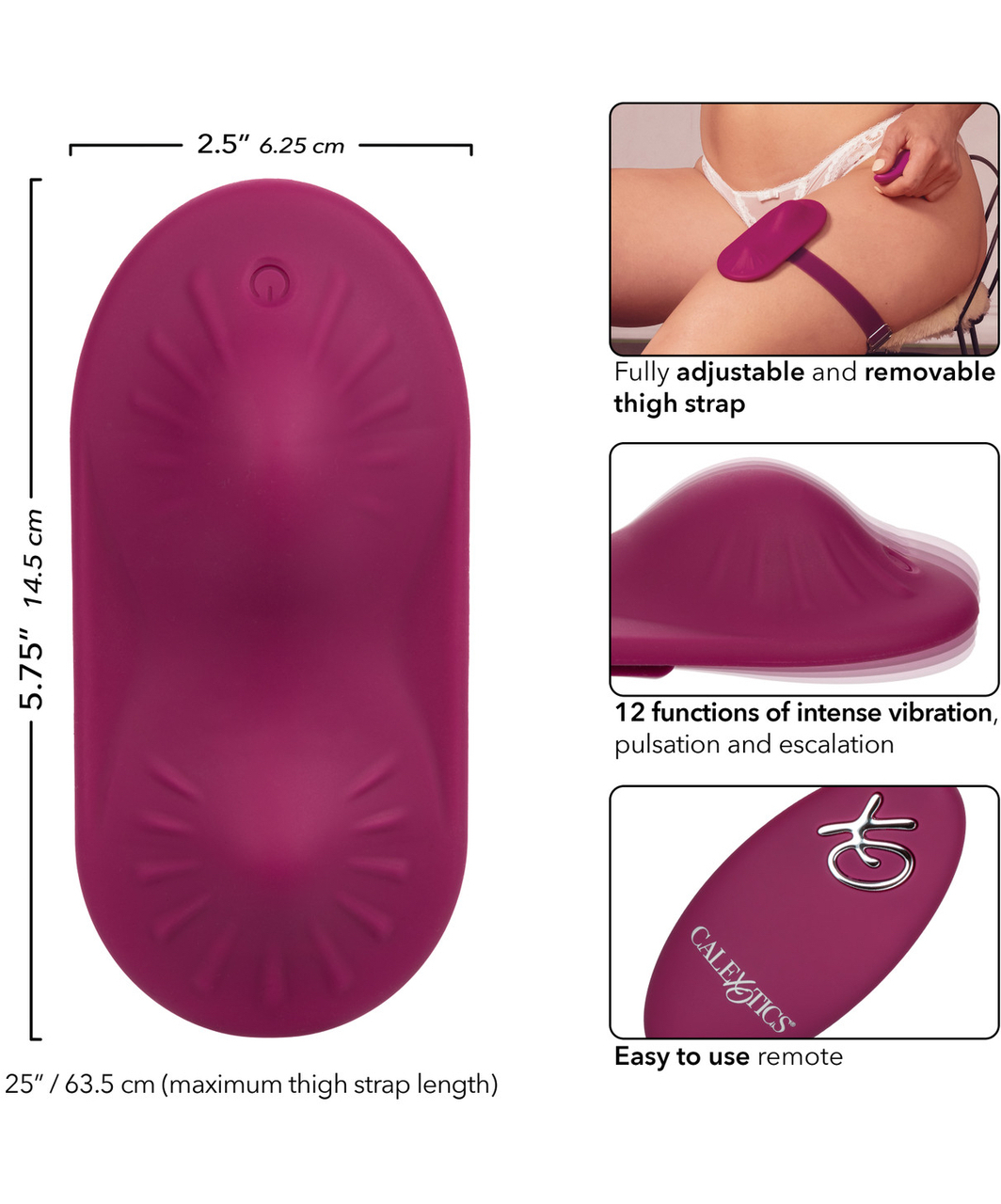 CalExotics Dual Rider vibrators paliktnis ar siksnu un pulti