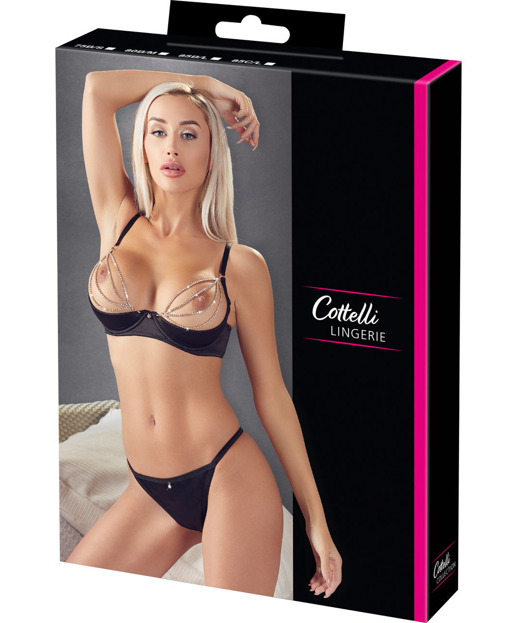 Cottelli Lingerie melns apakšveļas komplekts ar mirdzošiem akmentiņiem