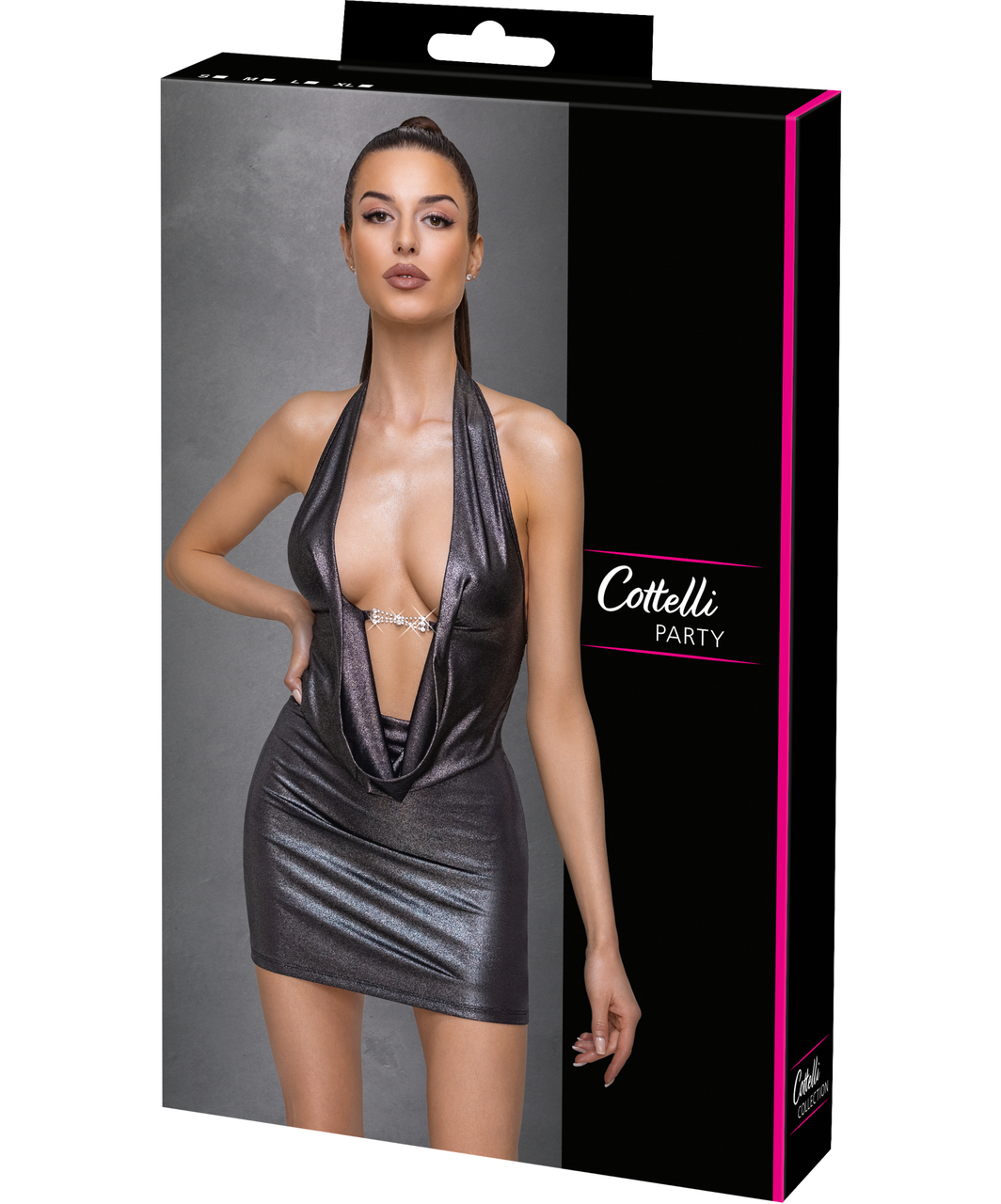 Cottelli Lingerie melna mirdzoša auduma minikleita