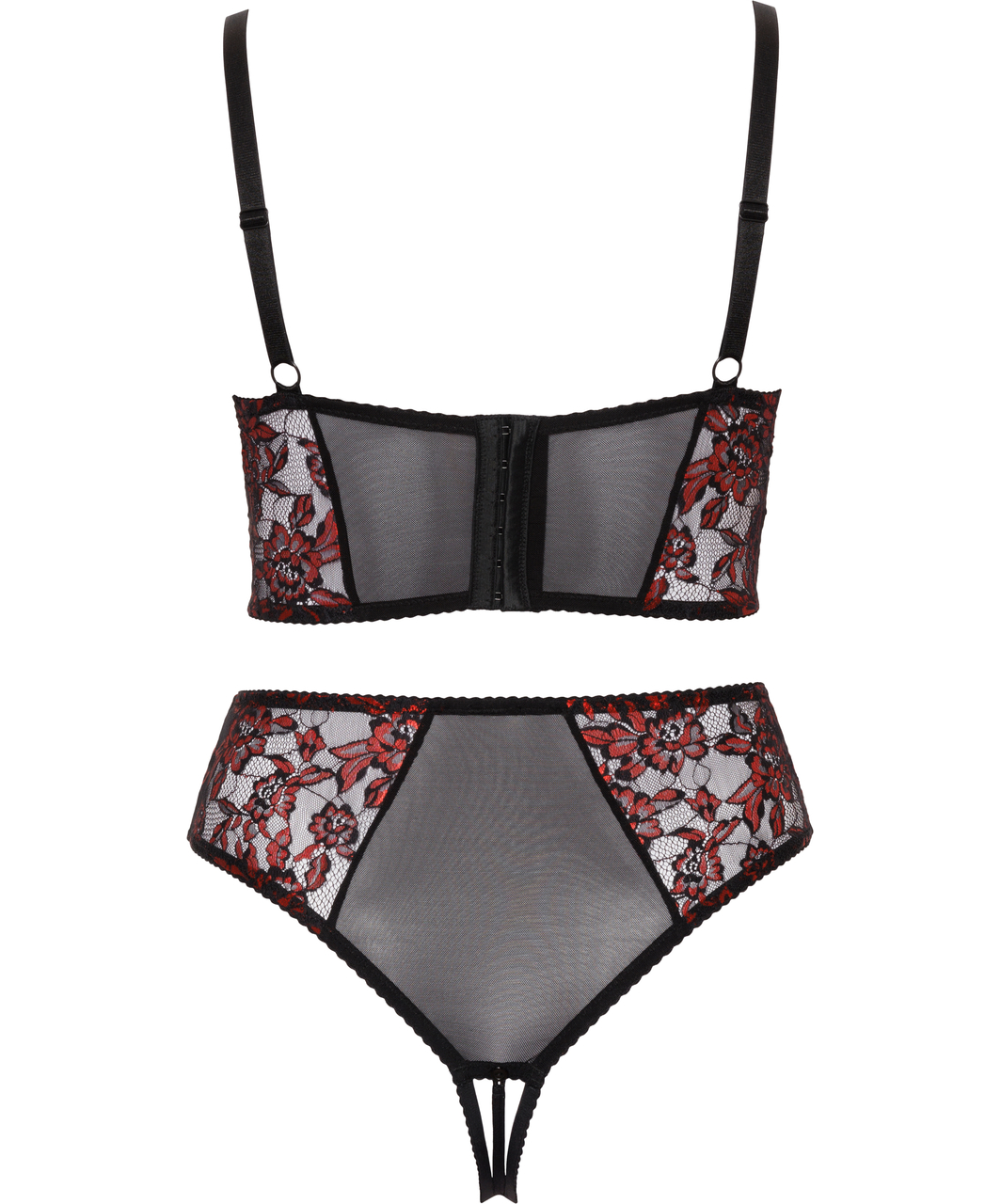 Cottelli Lingerie mustast pesukomplekt punase tikandiga