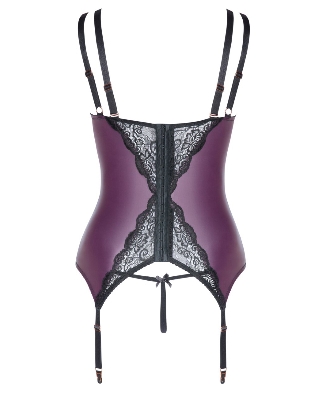 Cottelli Lingerie violetinis korsetas su juodais nėriniais