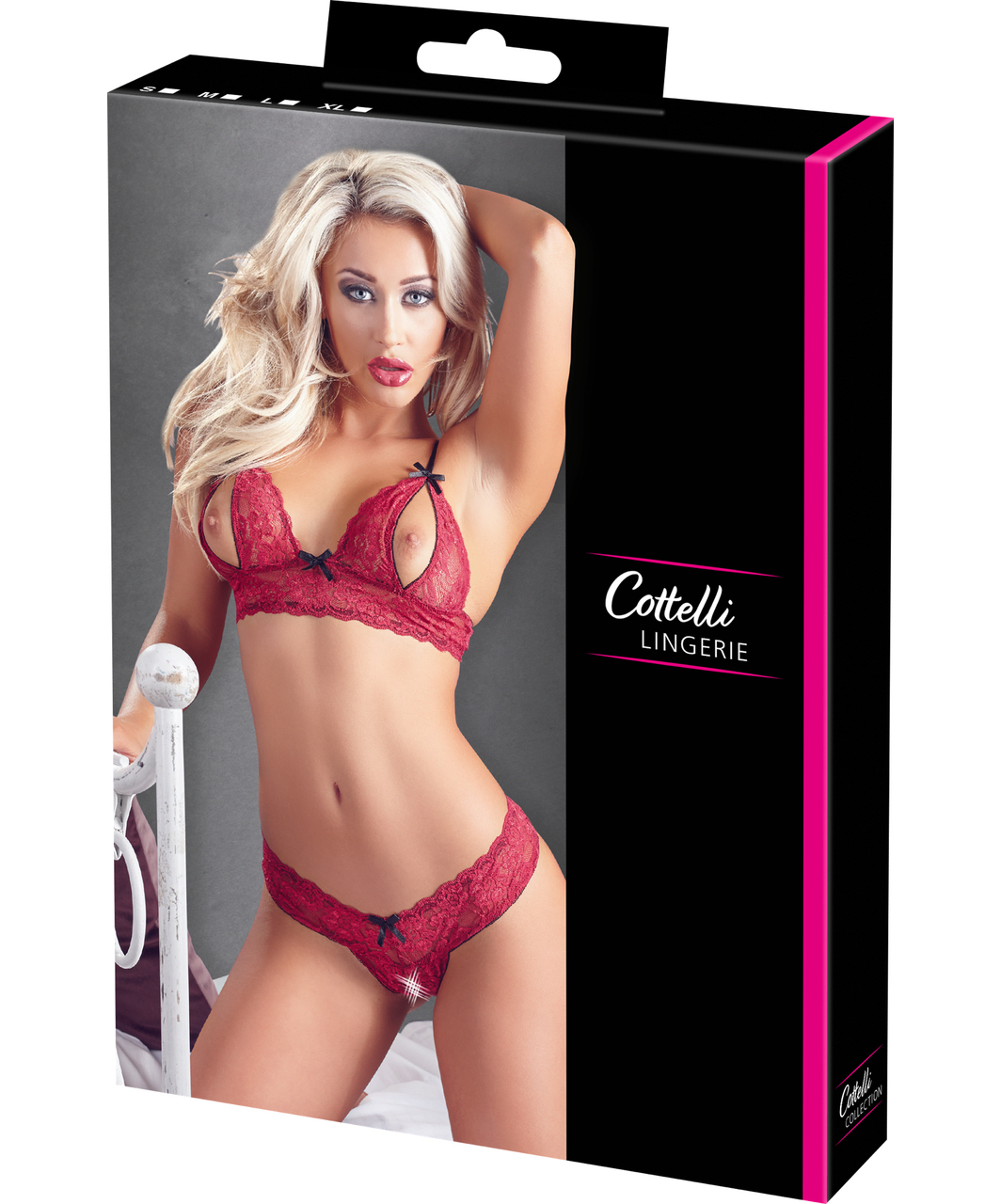 Cottelli Lingerie red lace open two-piece lingerie set