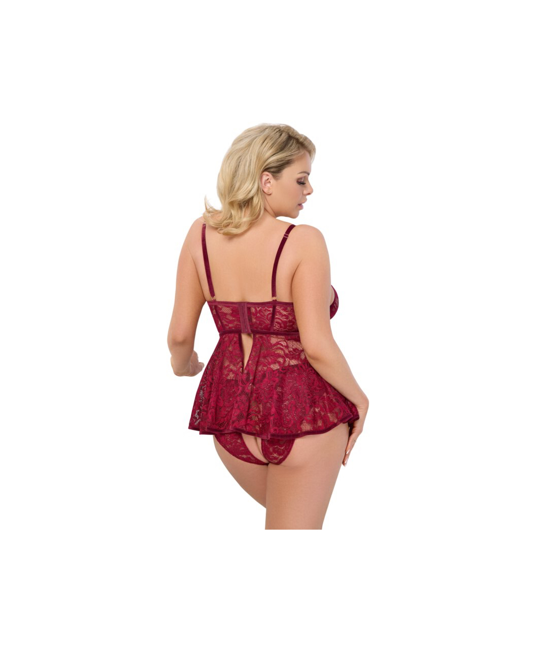 Cottelli Lingerie tamsiai raudonas nėriniuotas naktinukas