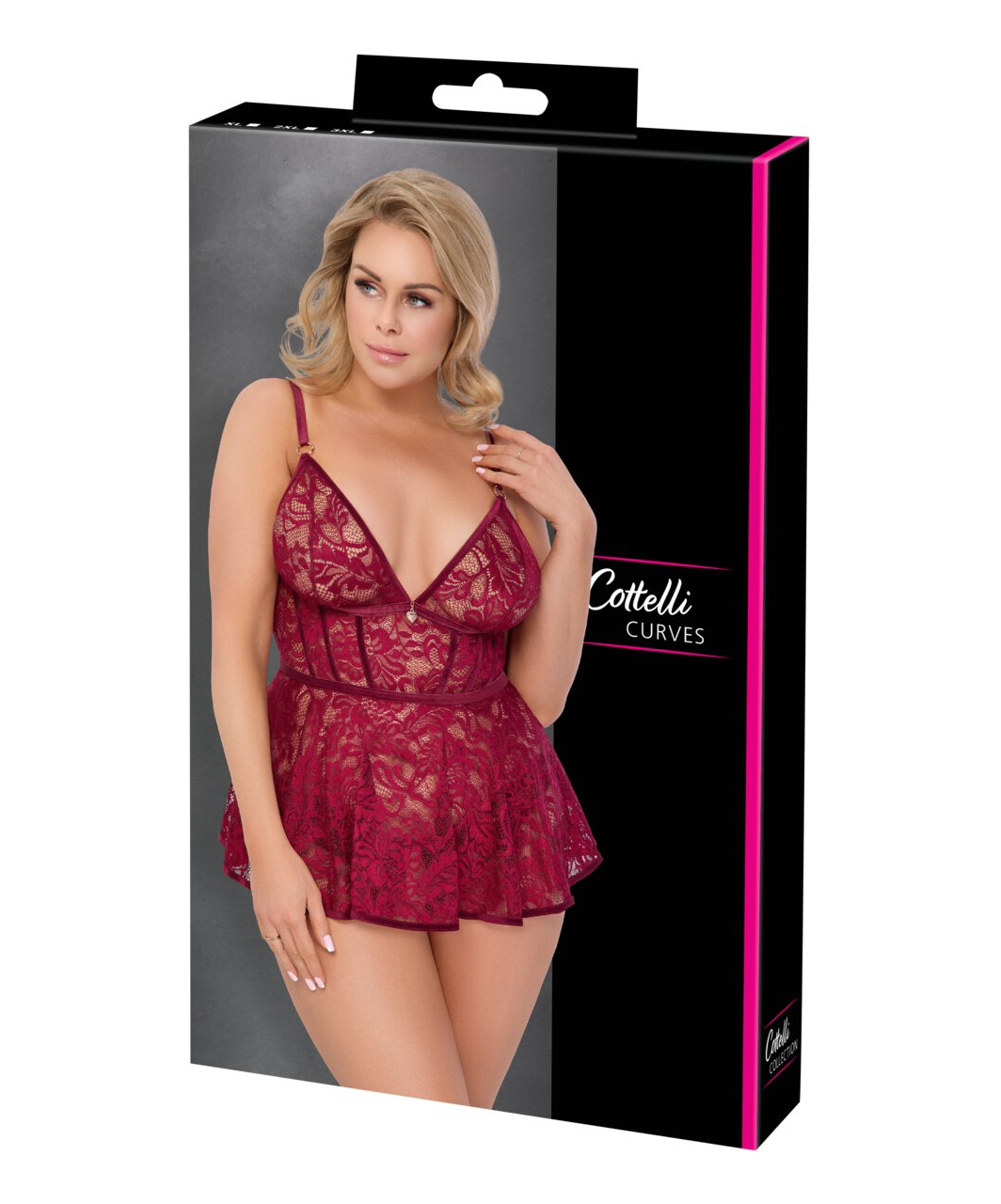 Cottelli Lingerie rubiinpunane pitsist babydoll-kleit