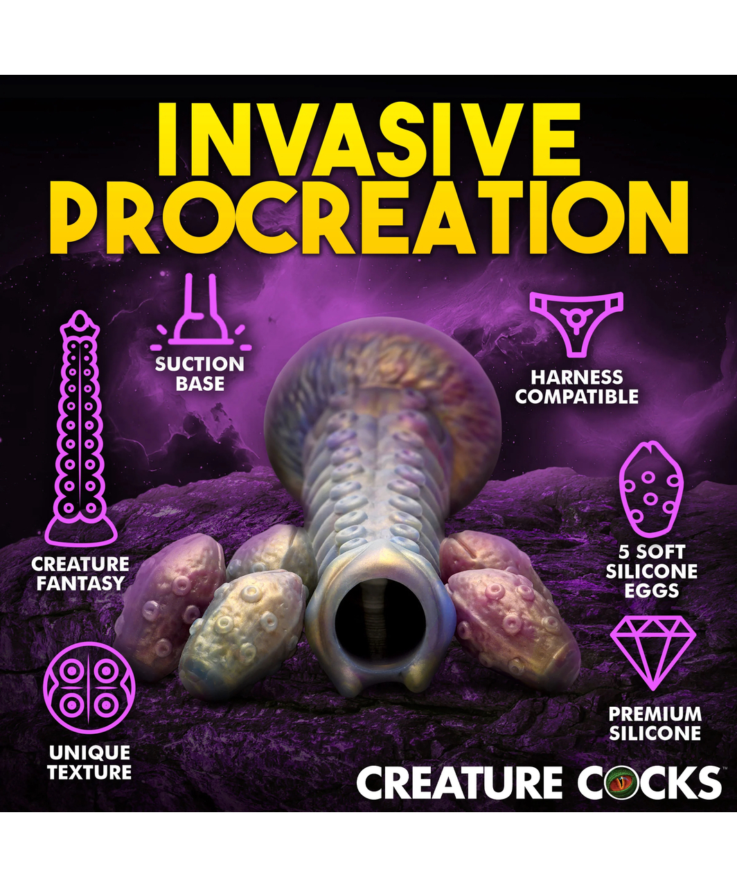 Creature Cocks Deep Invader сверхъестественный силиконовый дилдо-яйцеклад