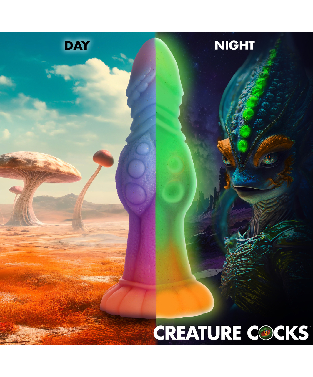 Creature Cocks Galactic Cock Alien Glow-in-the-Dark Fantasy Silicone Dildo