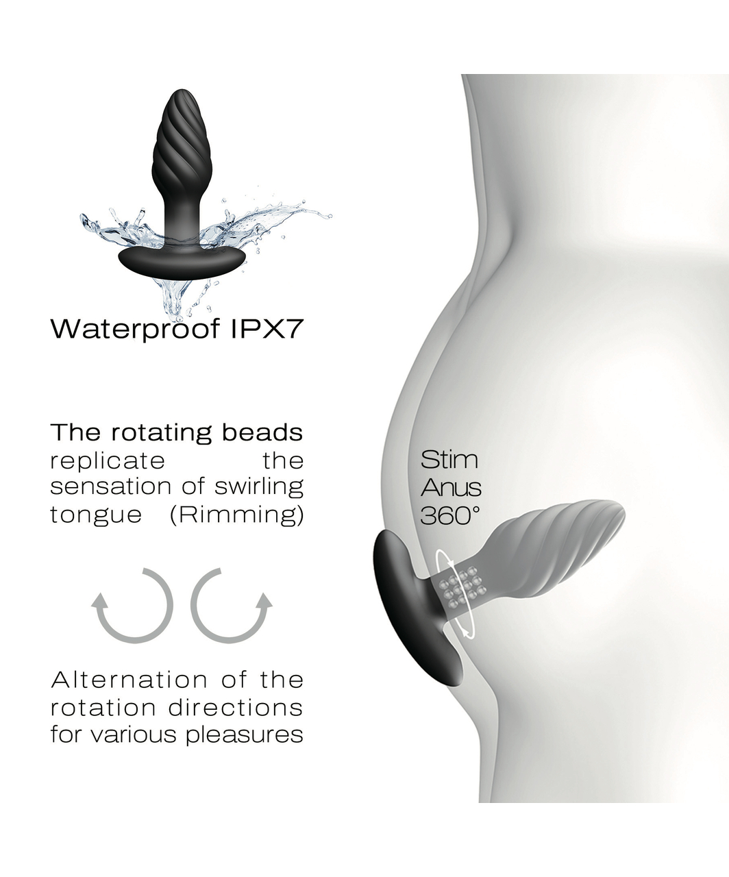 Dorcel Spin Plug analinis vibratorius su nuotolinio valdymo pulteliu