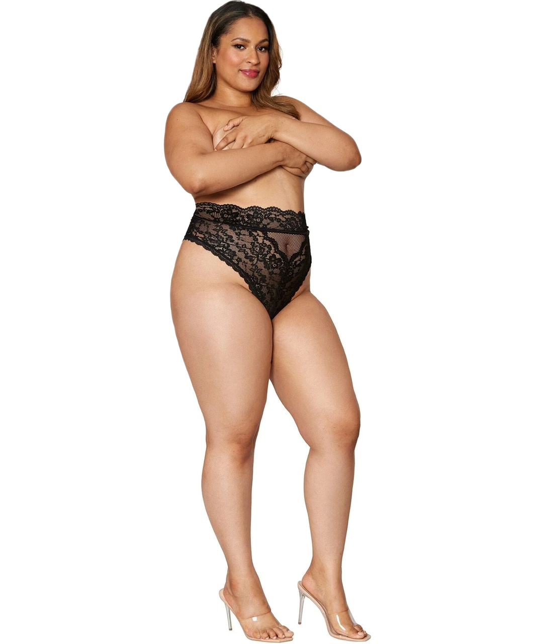 Dreamgirl black lace high-waisted panties