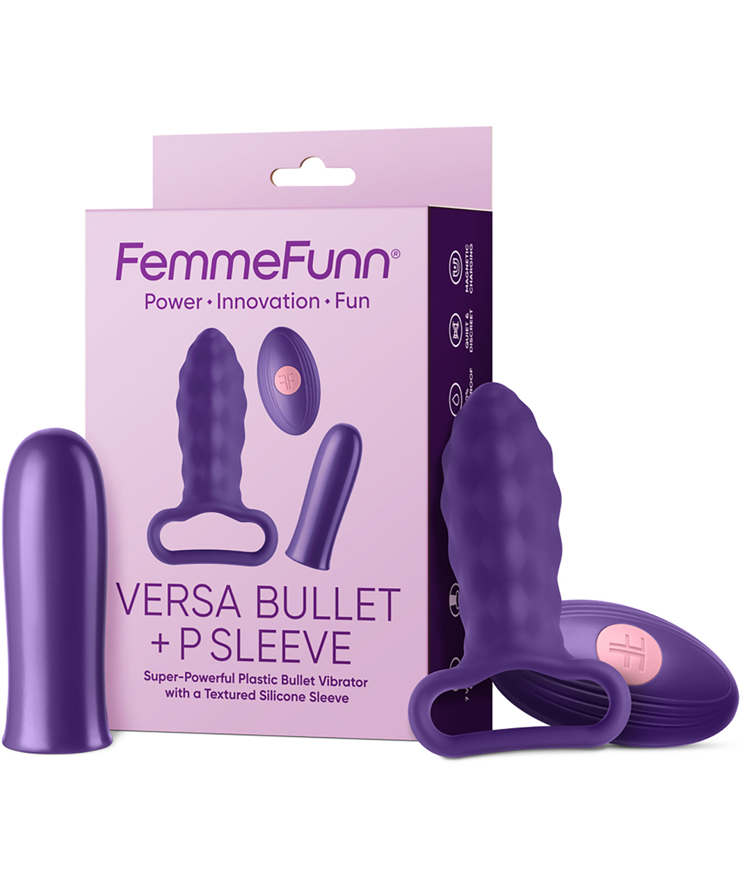 FemmeFunn Versa Bullet minivibrators ar uzmavu un pulti