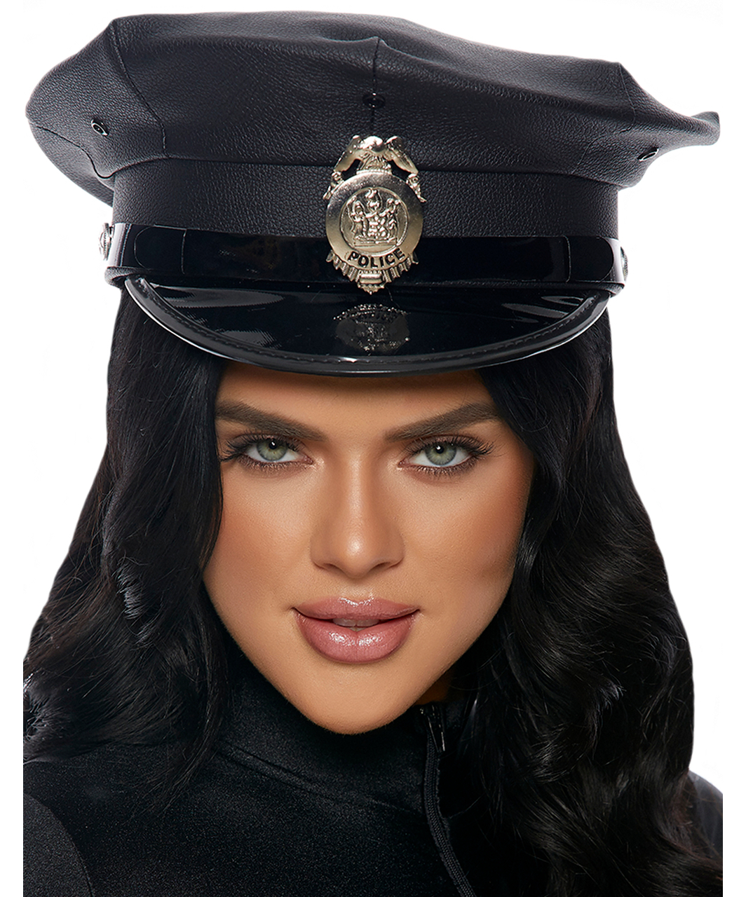 Forplay black leatherette & vinyl police hat