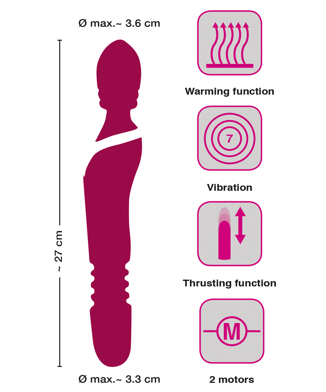 Javida Warming & Thrusting divpusējs vibrators