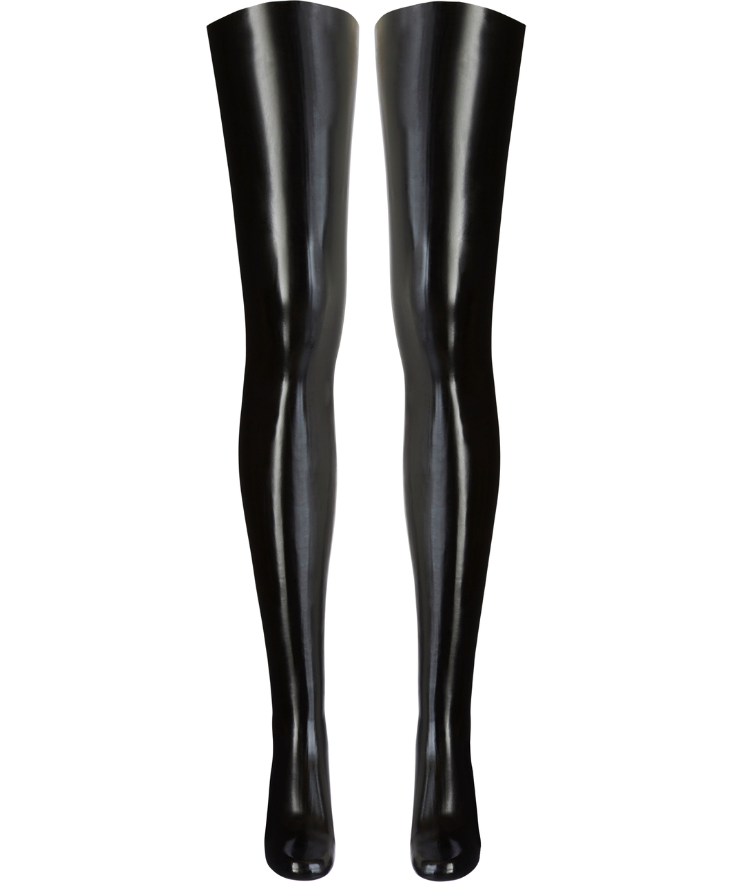 Late X black latex thigh highs