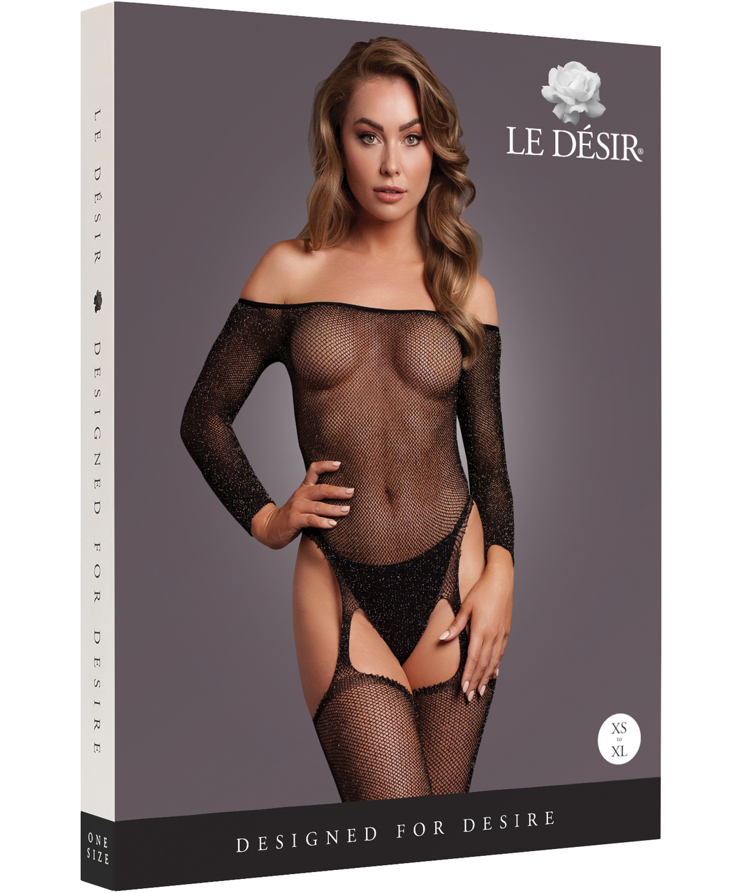 Le Désir DES074 czarne połyskujące bodystocking