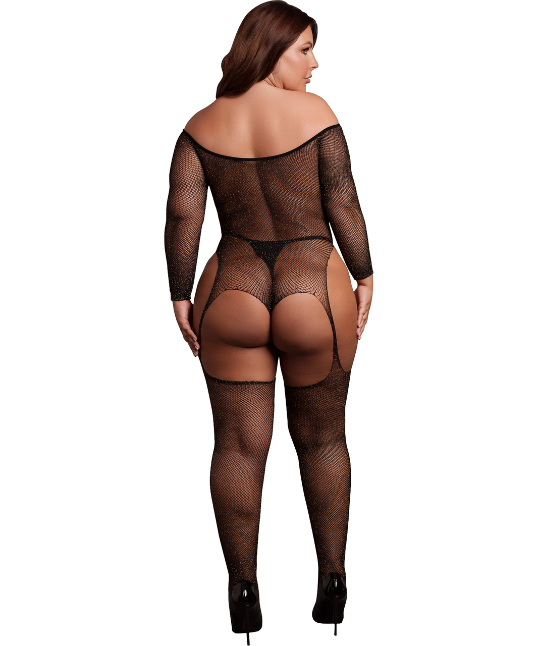 Le Désir DES074 czarne połyskujące bodystocking