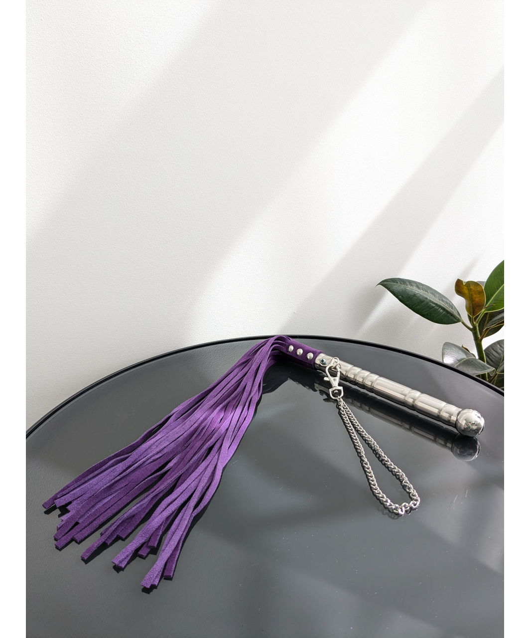 Let's Play suede whip with metal handle