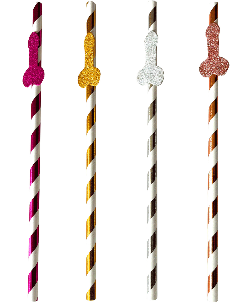 Little Genie Glitterati Penis Party Tall Cocktail Straws (8 pcs)