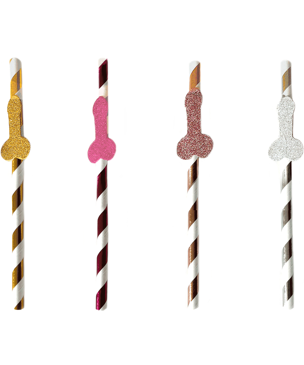 Little Genie Glitterati Penis Party Short Cocktail Straws (8 pcs)