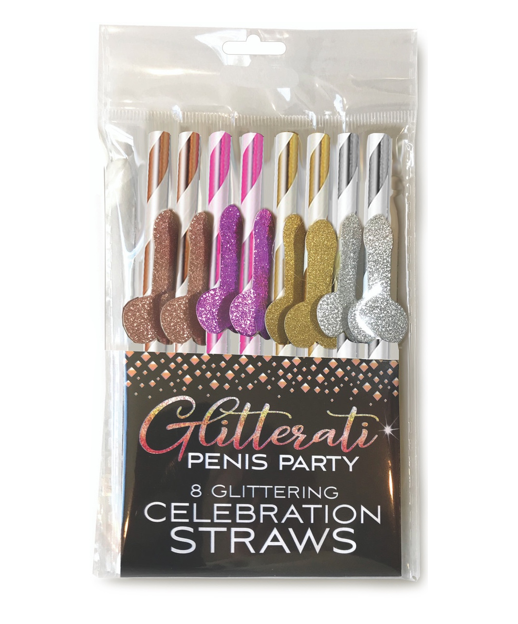 Little Genie Glitterati Penis Party Short Cocktail Straws (8 pcs)