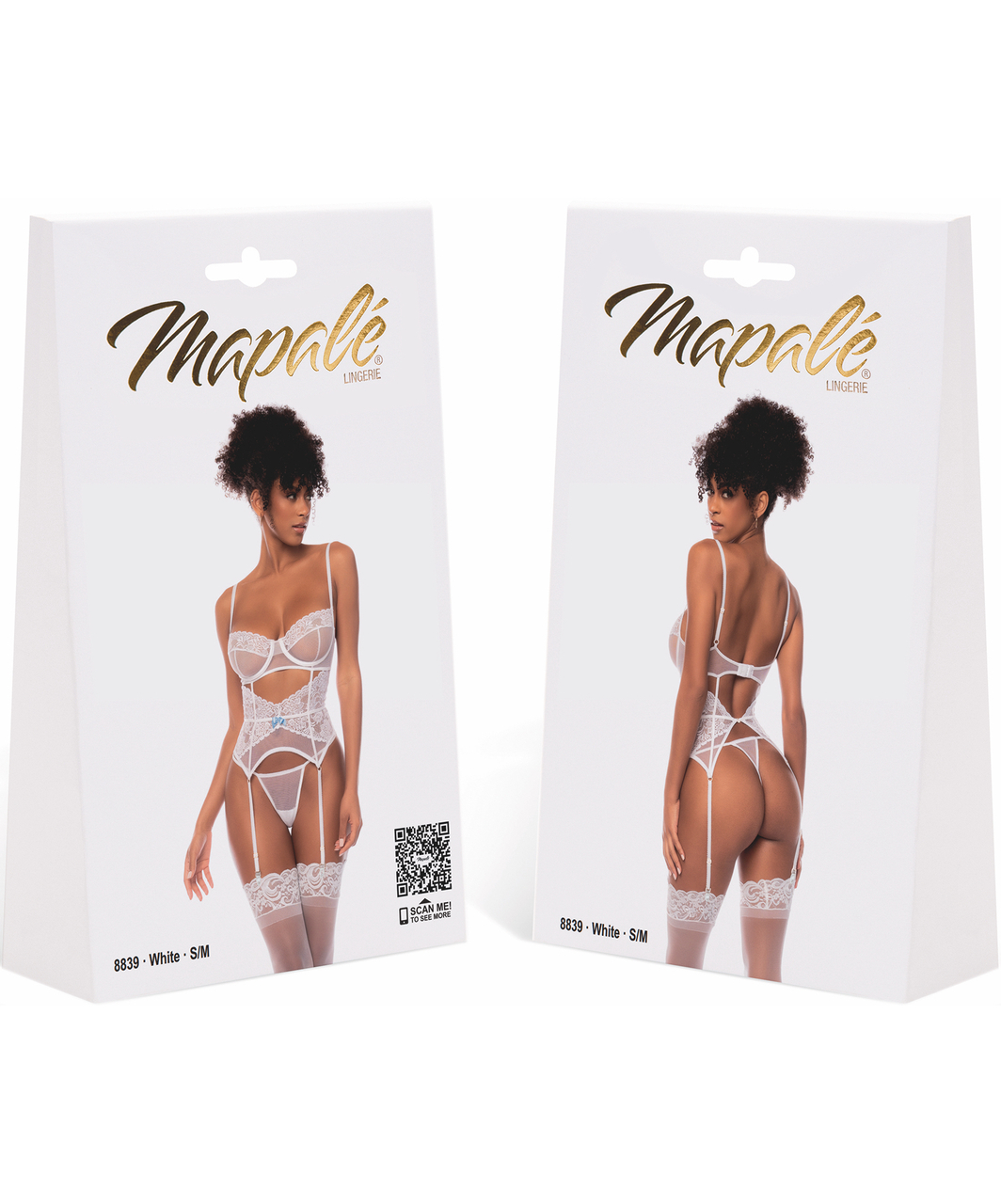 Mapale Chloe white lace two-piece lingerie set