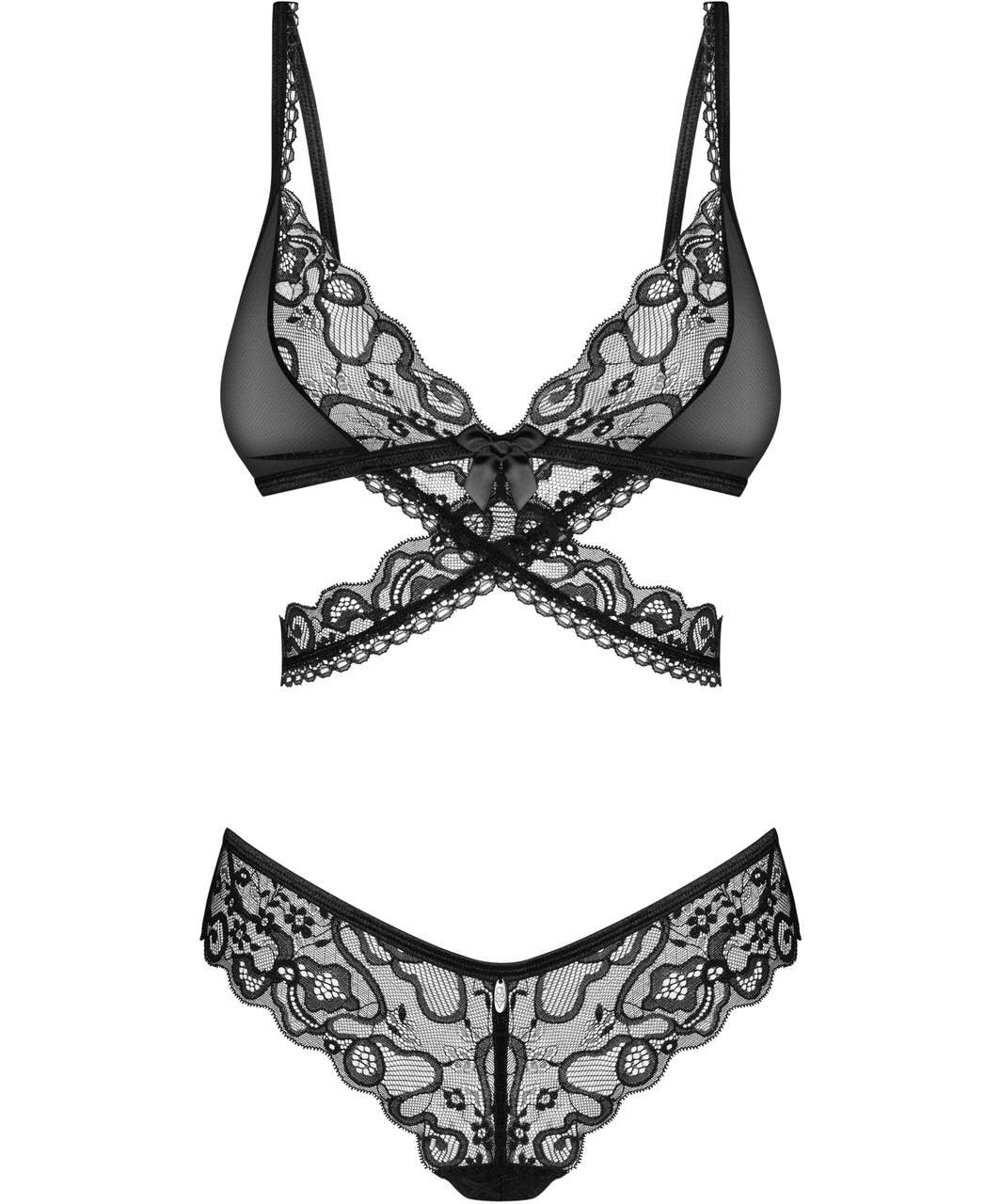 Obsessive Blomentis black lace lingerie set