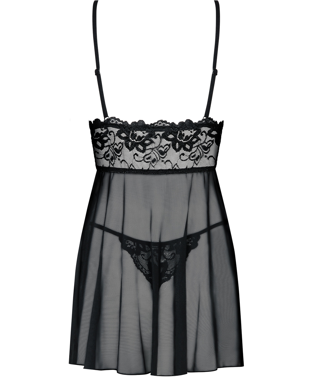 Obsessive Idillia black sheer mesh & lace babydoll