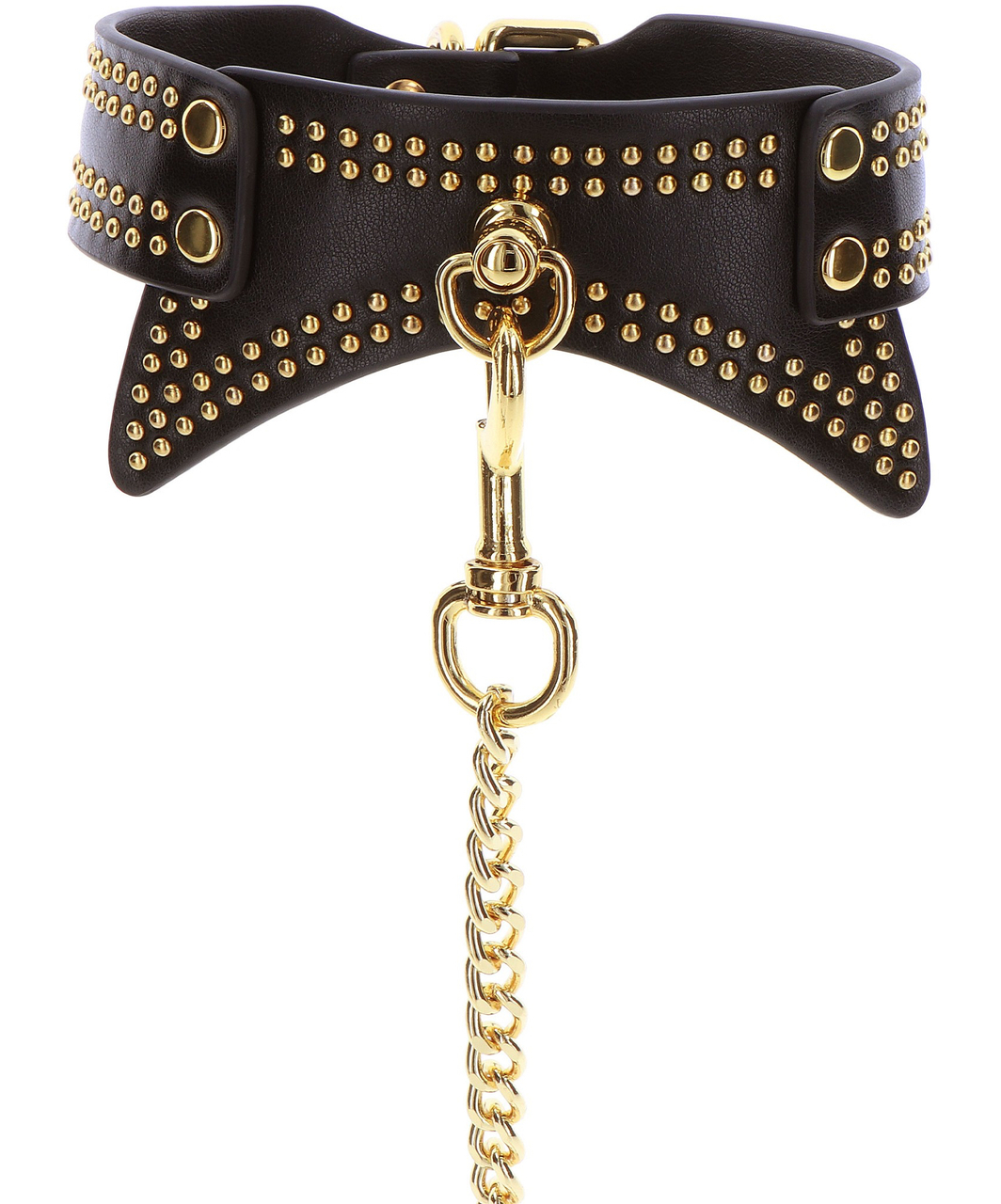 Taboom Vogue leatherette studded collar & chain leash