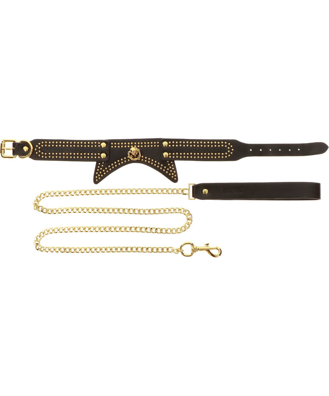 Taboom Vogue leatherette studded collar & chain leash