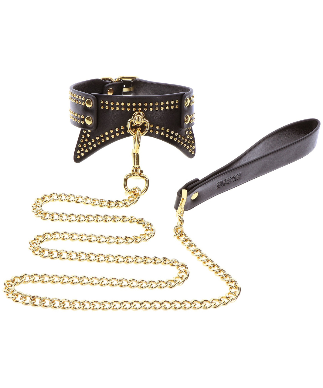 Taboom Vogue leatherette studded collar & chain leash