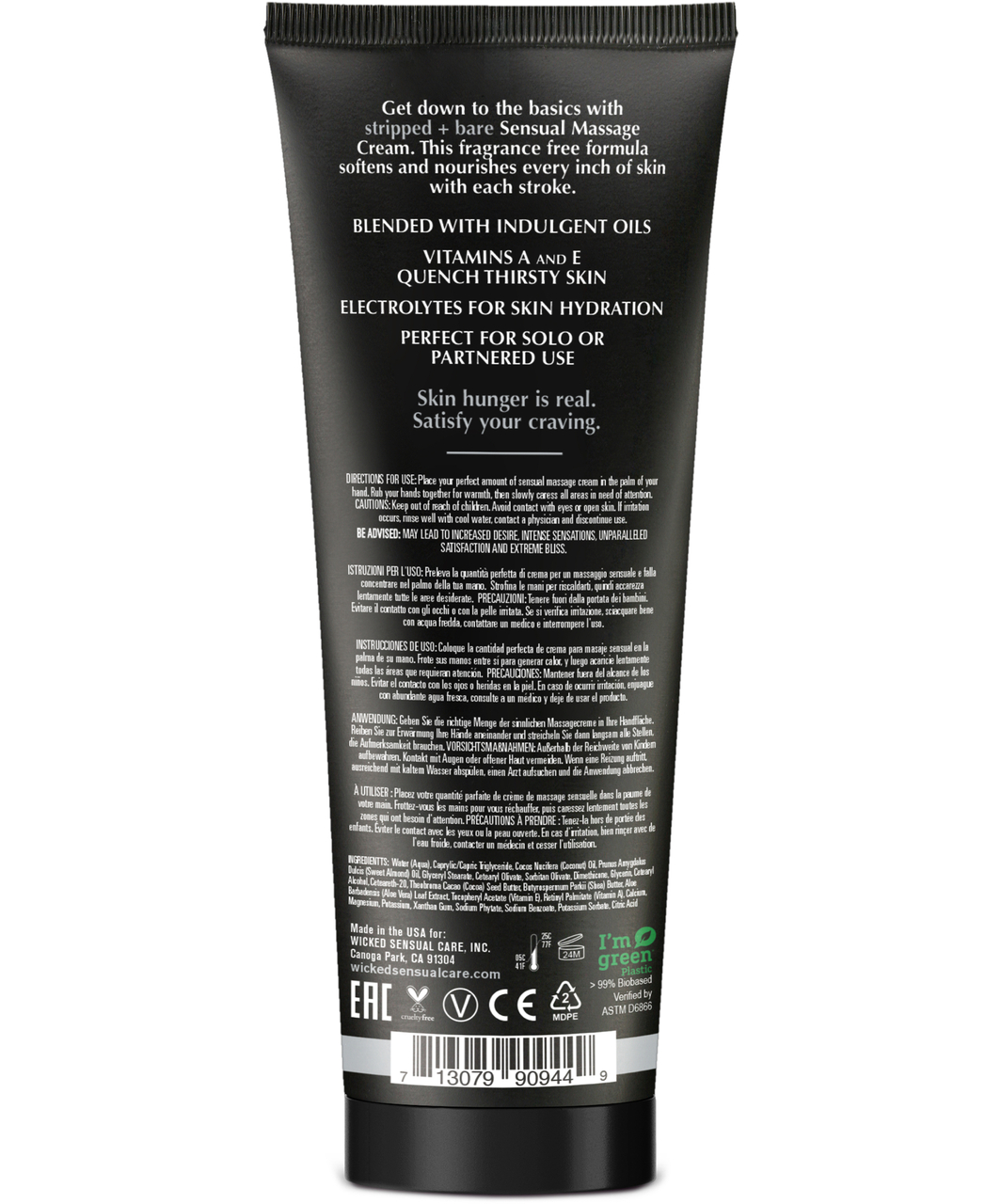 Wicked Cream-to-Liquid Fragrance-free Massage Cream (120 ml)