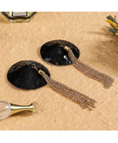 Chilirose CR 4714 black sequin pasties with chain tassels