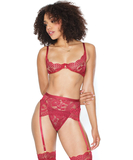 Coquette Lingerie red lace 3-piece lingerie set