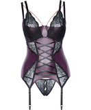 Cottelli Lingerie violetinis korsetas su juodais nėriniais