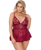 Cottelli Lingerie rubiinpunane pitsist babydoll-kleit