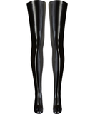 Late X black latex thigh highs