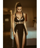 Leg Avenue Yours Always black sheer open cup lingerie gown