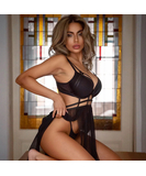 Leg Avenue Yours Always black sheer open cup lingerie gown