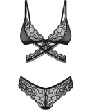 Obsessive Blomentis black lace lingerie set