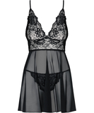 Obsessive Idillia black sheer mesh & lace babydoll