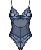 Obsessive Nightly Blue crotchless sheer mesh bodysuit