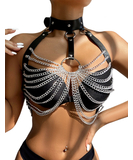 Subblime draped chain leatherette harness