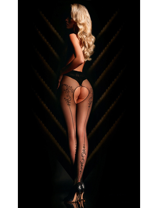 Black Secret BS103 black sheer crotchless tights