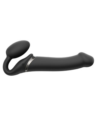 Strap On Me Black Vibrating Bendable Strap-on - L