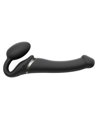 Strap On Me Black Vibrating Bendable Strap-on - M