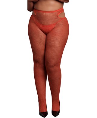 Le Désir DES075 red shimmering net tights - XL-XXXXL